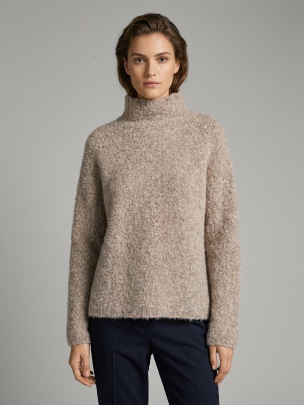 Poetry Alpaca Bouclé Funnel-Neck Sweater
